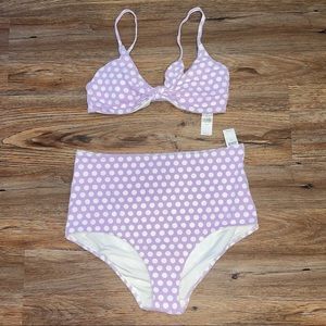 NWT Aerie 2 Piece Bikini Purple Polkadot